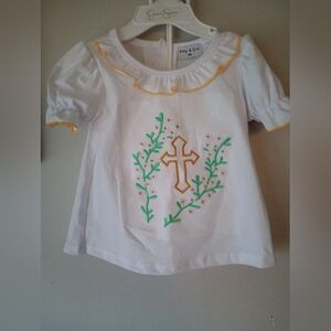 NWT Baby Girls Boutique Outfit 6 Months Abbie & Evie Cross Shirt Resurrection